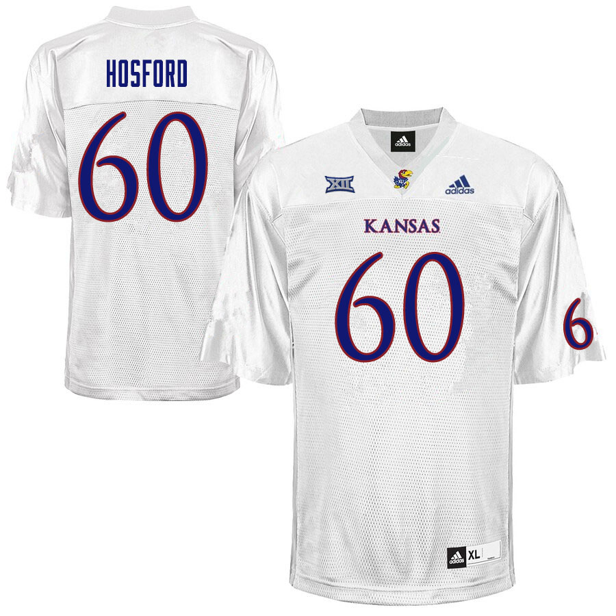 Men #60 Luke Hosford Kansas Jayhawks College Football Jerseys Sale-White